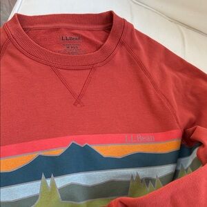 L.L. Bean Sweatshirt Mens MEDIUM Reg Orange Comfort‎ Camp Crewneck Graphic
